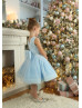 Sky Blue Dotted Sparkly Flower Girl Dress